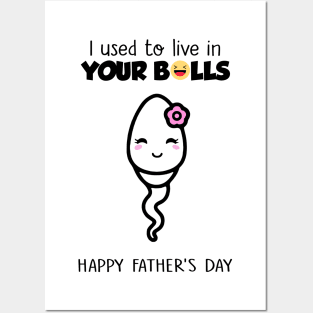 Girl Happy Father's Day I Used To Live In Your Balls Posters and Art